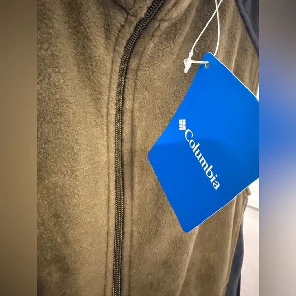 Columbia Men’s Fleece Vest Olive Green Black Size Small NWT Full Zip - Picture 5 of 9